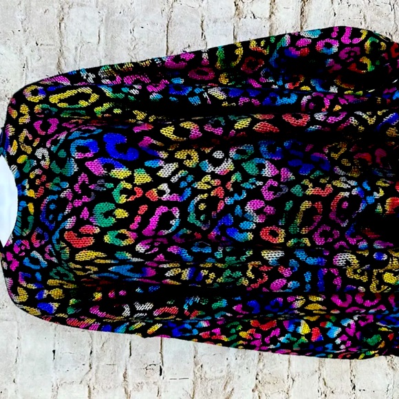 JODIFL Sweaters - Jodfil Black Sweater with Rainbow Metallic Foil Leopard Spots